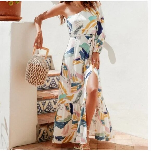 NWT L*Space Floral Josephine One Shoulder Maxi Dress Size 8 - Picture 1 of 11